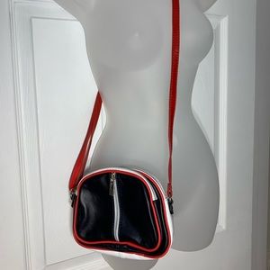 Red, White and Black Leather Crossbody